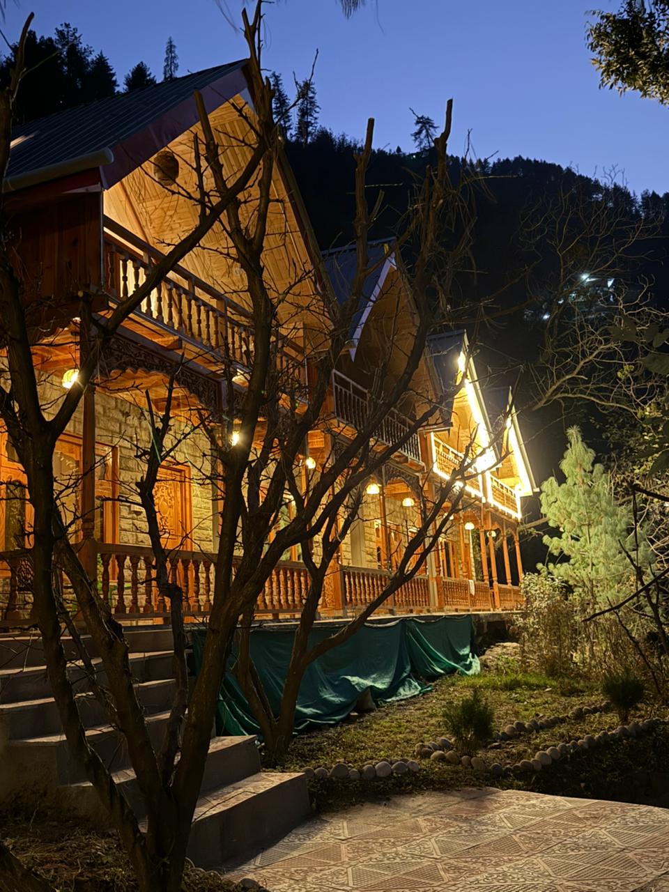 wooden stone cottage image